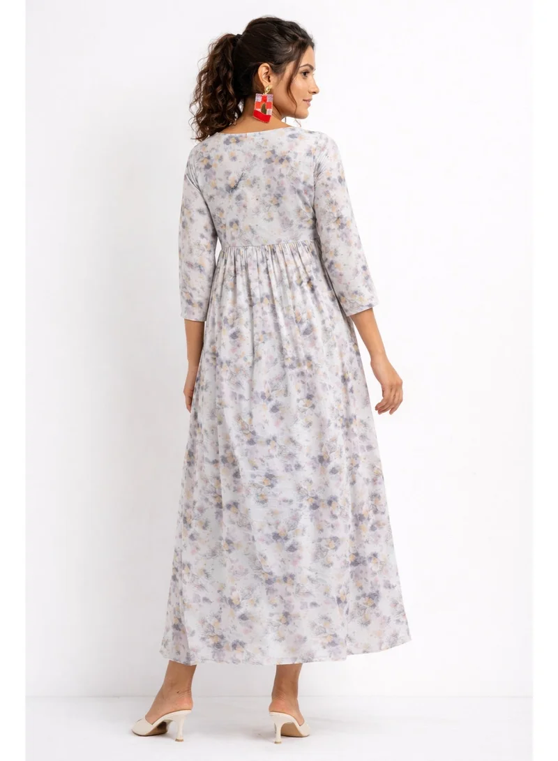 باناش برييا فستان أناركالي قطني واسع للنساء مطرز، فستان طويل للملابس العرقية للمناسبات والكاجوال